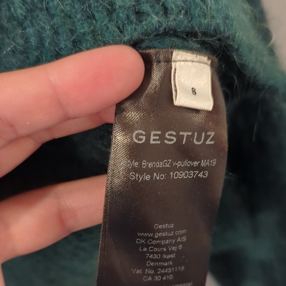 Mohair‎ Sweater Gestuz Brenda GZ V-Neck Pullover Green size Small image 3